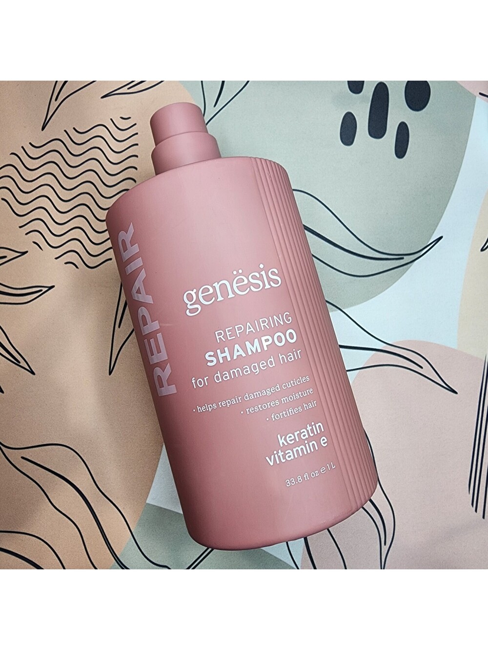 Genesis Repairing Shampoo for Damaged Hair Keratin & Vitamin E 33.8 Oz Jumbo